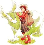  boots gotou_(pixiv37128) knee_boots lloyd_irving male_focus noishe red_shirt shirt solo sword tales_of_(series) tales_of_symphonia weapon white_background 