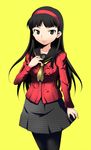  amagi_yukiko houndstooth nippori pantyhose persona persona_4 school_uniform serafuku solo yasogami_school_uniform 