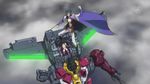  1girl anya_alstreim cape cloud code_geass epic jeremiah_gottwald manly mecha mordred_(code_geass) screencap 