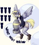  alasou anthro anthrofied blonde_hair bomb boots breasts bubble clothing derpy_hooves_(mlp) equine eyewear female flying friendship_is_magic fuzzy goggles hair horse jacket mammal my_little_pony pegasus pony shorts solo tongue tongue_out wings yellow_eyes 