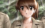  brown_eyes brown_hair dirty face jungle nature open_mouth original shingyouji_tatsuya upper_body 