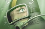  blurry bubble diving_mask diving_mask_on_eyes diving_regulator face male_focus original scuba shingyouji_tatsuya solo underwater wetsuit 