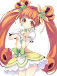  blush bow choker cure_rosetta dokidoki!_precure dress earrings flower frills green_choker hair_ornament heart jewelry long_hair magical_girl orange_eyes orange_hair precure smile solo twintails wrist_cuffs yotsuba_alice yukiwo 