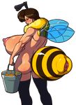  alpha_channel anthro areola arthropod bee big_breasts breasts bucket demien erect_nipples female honey huge_breasts insect looking_at_viewer looking_back muscles muscular_female nipples nude pussy smile wings 
