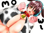  1girl bell breasts brown_hair cleavage collar cow_girl headset horns huge_breasts idolmaster idolmaster_cinderella_girls isuna oikawa_shizuku 