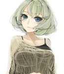  blue_eyes camisole green_eyes green_hair heterochromia idolmaster idolmaster_cinderella_girls mole mole_under_eye off_shoulder pupps short_hair solo takagaki_kaede upper_body 