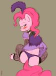  blue_eyes blush equine female friendship_is_magic hair horse my_little_pony panties pink_hair pinkie_pie_(mlp) pony saloon_dress solo suggestive sweatshirt_(artist) thong underwear 