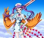  angel_feather angel_feathers cardfight!!_vanguard crimson_mind_baruch gloves hat heart looking_at_viewer lowres nurse nurse_cap purple_eyes purple_hair thermometer twintails wings 
