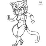  areola breasts cat erect_nipples feline female mammal monochrome navel nipples nude open_mouth polly_ester polly_esther pussy saltcore samurai_pizza_cats 
