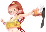  armpits bad_id bad_pixiv_id banned_artist blush breasts breath brown_eyes cum ejaculation hair_ornament handjob hetero idolmaster idolmaster_cinderella_girls long_hair medium_breasts nagasawa_shin navel open_mouth orange_hair penis ponytail sweatdrop wakabayashi_tomoka wristband 