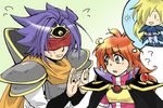  blindfold blonde_hair cape cardfight!!_vanguard comic crossover gourry_gabriev headband knight_of_silence_gallatin lina_inverse long_hair purple_hair red_hair short_hair slayers yellow_eyes 