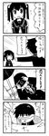  1girl 4koma ascot bandages blindfold buried camera comic greyscale head_bump implied_pantyshot long_hair maeda_kazuya minami_(colorful_palette) monochrome open_mouth photokano sakura_mai_(photokano) school_uniform serafuku shovel translated twintails |_| 