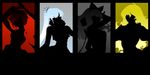  black blake_belladonna grey highres long_hair monochrome multiple_girls official_art ponytail red ruby_rose rwby silhouette spot_color weiss_schnee white yang_xiao_long yellow 