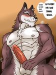  abs anthro balls biceps big_muscles big_penis black_nose blush brown_fur canine chest_tuft cum erection fangs feline fur gay grin hentist hideo_katashi hideo_katashi_(character) leaking looking_at_viewer male mammal masturbation muscles nipples nude pecs penis pose precum presenting sheath sitting smile solo teeth toned tuft vein whiskers white_fur wolf yellow_eyes 