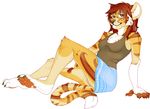  clothed clothing eyewear feline female fivel glasses hindpaw looking_at_viewer mammal panties paws skimpy solo tiger underwear 