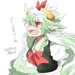  artist_name bad_id bad_twitter_id dated ex-keine fang green_hair horns kamishirasawa_keine long_hair lowres open_mouth rebecca_(keinelove) red_eyes ribbon touhou 