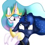  annoyed duo edit floppy_ears friendship_is_magic frown jbond my_little_pony painting princess_celestia_(mlp) princess_luna_(mlp) simple_background smile white_background yakoshi 
