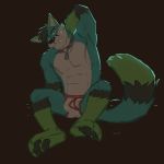  anthro blue_fur briefs bulge canid canine clothing fox fur green_fur looking_at_viewer male mammal orf pawpads solo underwear white_fur 