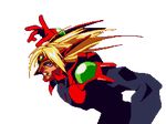  90s animated animated_gif armor attack blonde_hair choujin_gakuen_gowcaizer game kaiza_isato lowres male male_focus oobari_masami power_suit short_hair snk solo technos technos_japan_corp voltage_fighter_gowcaizer 