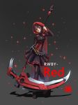  bad_id bad_pixiv_id brown_hair cape copyright_name corset crescent_rose highres pantyhose red_eyes ruby_rose rwby scythe short_hair shui_qian_he_kafei skirt smirk solo weapon 