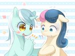  blush bonbon_(mlp) equine female feral fingers friendship_is_magic hair hands happy horn horse lyra_(mlp) lyra_heartstrings_(mlp) mammal multi-colored_hair my_little_pony pony scared trembling tsurukinoki unicorn yellow_eyes 