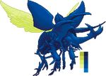  beetle blue_body claws flying green_wings horn insect invalid_color pallette pixel_art rollwulf wings 