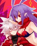  1girl antenna_hair bad_id bad_pixiv_id bikini_top breasts disgaea disgaea_d2 kaikun laharl laharl-chan long_hair makai_senki_disgaea_3 mao_(disgaea) medium_breasts pointy_ears purple_hair red_eyes scarf short_hair silver_hair 