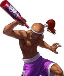  abs bald bottle dark_skin dark_skinned_male headband highres hwa_jai licking_lips male_focus mongkhon muay_thai muscle official_art ogura_eisuke shirtless shorts solo the_king_of_fighters the_king_of_fighters_xiii tongue tongue_out transparent_background 