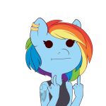  2019 anthro equine evehly facial_piercing female friendship_is_magic hair horse mammal middle_finger multicolored_hair my_little_pony nose_piercing piercing pony rainbow_dash_(mlp) rainbow_hair solo tattoo 