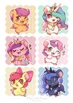  apple_bloom_(mlp) band-aid blue_eyes crossover crown cutie_mark cutie_mark_crusaders_(mlp) english_text eyes_closed female friendship_is_magic green_eyes group hair hamster hamtaro horn mammal mi-eau multi-colored_hair my_little_pony orange_eyes parody princess princess_cadance_(mlp) princess_celestia_(mlp) princess_luna_(mlp) purple_eyes purple_hair red_hair rodent royalty scootaloo_(mlp) species_swap sweetie_belle_(mlp) text two_tone_hair wings xxmioxx 