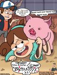  blush braces child dipper_pines female feral gravity_falls human human_on_feral interspecies mabel_pines male mammal mr._waddles pig porcine redhand soos straight waddles young 