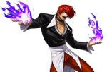  alternate_costume choker fire hair_over_one_eye highres jacket male_focus official_art ogura_eisuke pants purple_fire pyrokinesis red_eyes red_hair red_pants solo the_king_of_fighters the_king_of_fighters_xiii transparent_background yagami_iori 