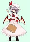  bat_wings briefcase hat purple_hair red_eyes remilia_scarlet short_hair solo takaharu touhou wings 