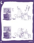  1girl aisaka_taiga barefoot blanket comic couple hetero marumi monochrome purple sketch sleeping takasu_ryuuji television toradora! translated waking_up watching_television 