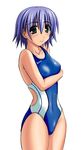  bb_(sapporo_youkan) black_eyes blue_hair breasts competition_swimsuit covered_nipples large_breasts one-piece_swimsuit short_hair solo swimsuit to_heart_2 tonami_yuma 