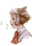  animal_ears bad_id bad_pixiv_id beamed_sixteenth_notes blue_eyes branch_(blackrabbits) eighth_note final_fantasy final_fantasy_xi mithra music musical_note profile short_hair singing solo 