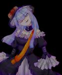  choker head_tilt hime_cut long_hair nashi_(oyugane) one_eye_closed sash silver_hair solo umineko_no_naku_koro_ni virgilia 