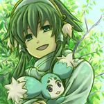  artist_request blue_eyes creature green green_background green_eyes green_hair hair_tubes ion lowres male_focus mieu sidelocks smile tales_of_(series) tales_of_the_abyss 