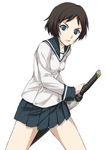  ga-rei ga-rei_zero mizuki_makoto school_uniform solo sword tsuchimiya_kagura weapon 
