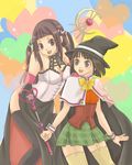  bad_id bad_pixiv_id bob_cut breasts brown_eyes brown_hair cape cleavage cord-yoshikazu hat medium_breasts multiple_girls rosario+vampire sendou_yukari skirt small_breasts staff thighhighs toujou_ruby twintails wand witch witch_hat wrist_cuffs 