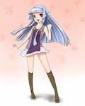  bad_id bad_pixiv_id bangs blue_hair blunt_bangs boots hair_tubes highres kannagi long_hair nagi pleated_skirt reona skirt socks solo standing white_skirt 