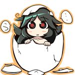  black_hair egg hatching long_hair red_eyes reiuji_utsuho solo touhou ugif wings 