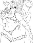  big_butt big_thighs black_and_white bra breasts butt chubby dragon female fur_trim hair horn legwear looking_at_viewer milf monochrome mother nails navel panties parent plain_background polearm ring solo stockings thick_thighs thigh_highs underwear white_background wide_hips winterweather 
