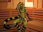  anthro dreadlocks gekko gekko_(character) genital_piercing lizard male markings nude pa penis penis_piercing piercing prince_albert reptile sauna scalie solo spread_legs spreading uncut 