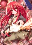  absurdres alastor_(shakugan_no_shana) fire highres jewelry long_hair pendant red_eyes red_hair shakugan_no_shana shana sword thighhighs wakagi_repa weapon 