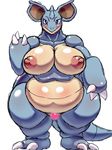  anthro anthrofied big_breasts blush breasts censored chubby female gotobeido nidoqueen nintendo pok&#233;mon pok&#233;morph pok&eacute;mon solo thick_thighs video_games wide_hips 