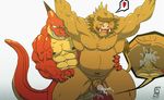  abs anal anal_penetration anthro anus balls biceps big big_muscles blush boar cum dragon duo erection fb1907 from_behind fur gay humanoid_penis interspecies junichi male mammal muscles nude overweight pecs penetration penis porcine red_dragon scalie sex 