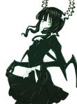  black_hair black_rock_shooter dead_master gloves green_eyes horns silve skirt solo 