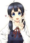  ahoge blue_eyes hair_ornament heart kitashirakawa_tamako kouji_(campus_life) school_uniform smile solo tamako_market twintails v 