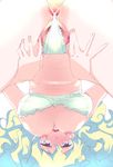  1girl anus ass bra bra_lift censored lingerie looking_at_viewer multicolored_hair nia_teppelin open_mouth panties pussy pussy_juice simple_background solo spread_legs spread_pussy spread_pussy_under_clothes symbol-shaped_pupils tengen_toppa_gurren_lagann touge_hiro two-tone_hair underwear 